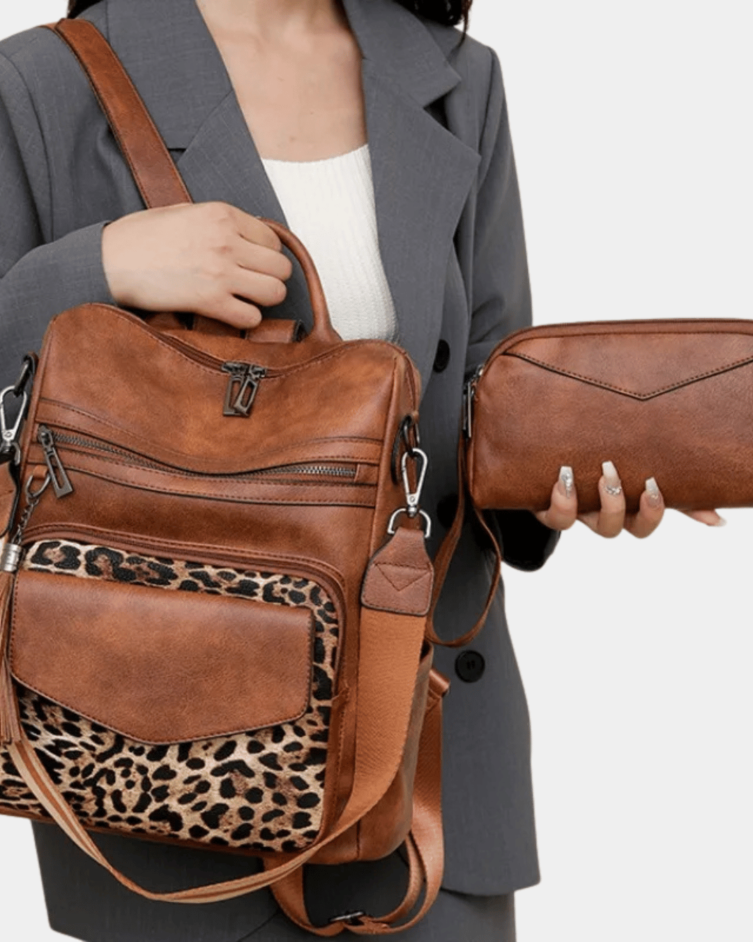 Sac à dos en cuir imprimé anima