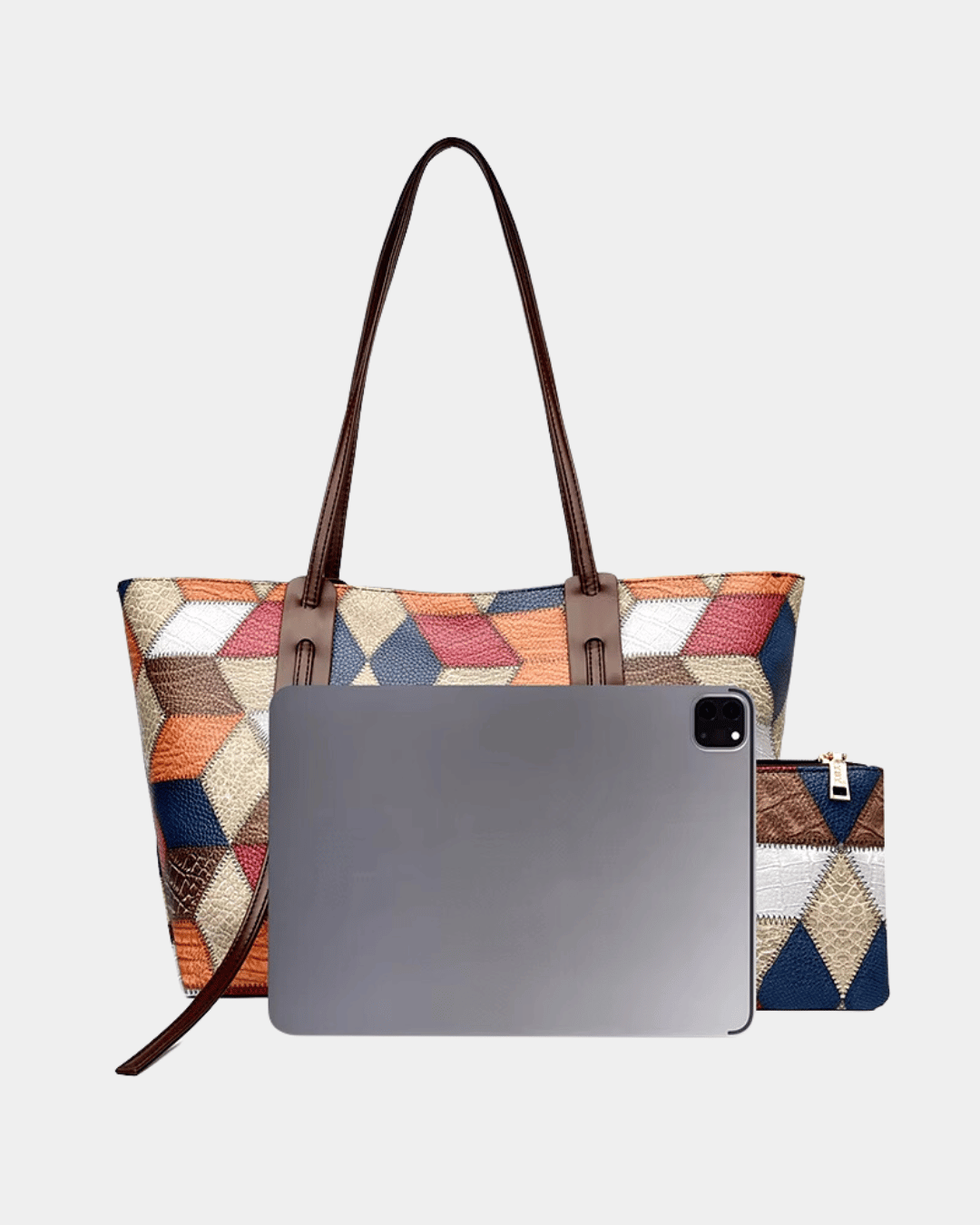 Sac hawaïen en cuir à imprimé géométrique