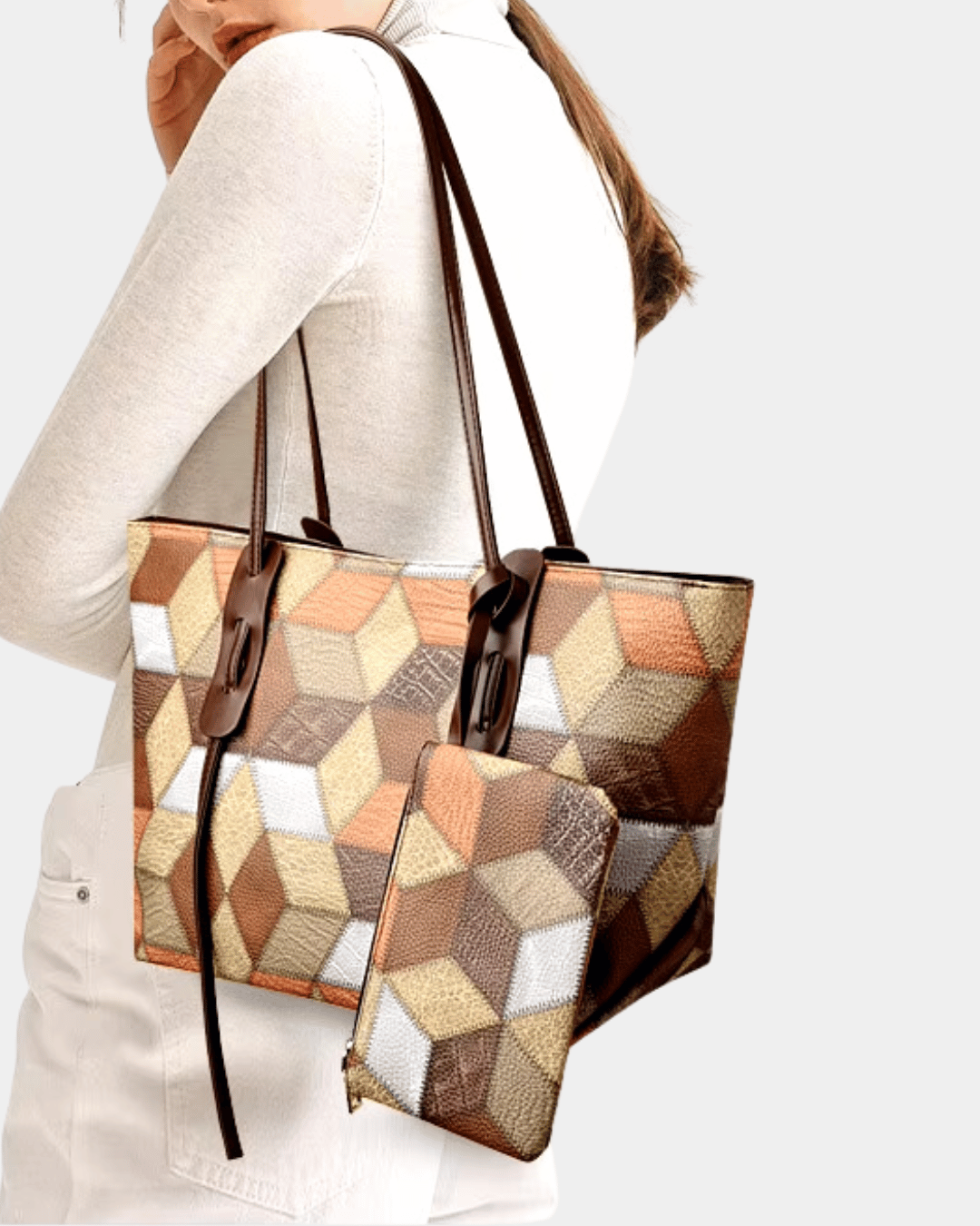 Sac hawaïen en cuir à imprimé géométrique