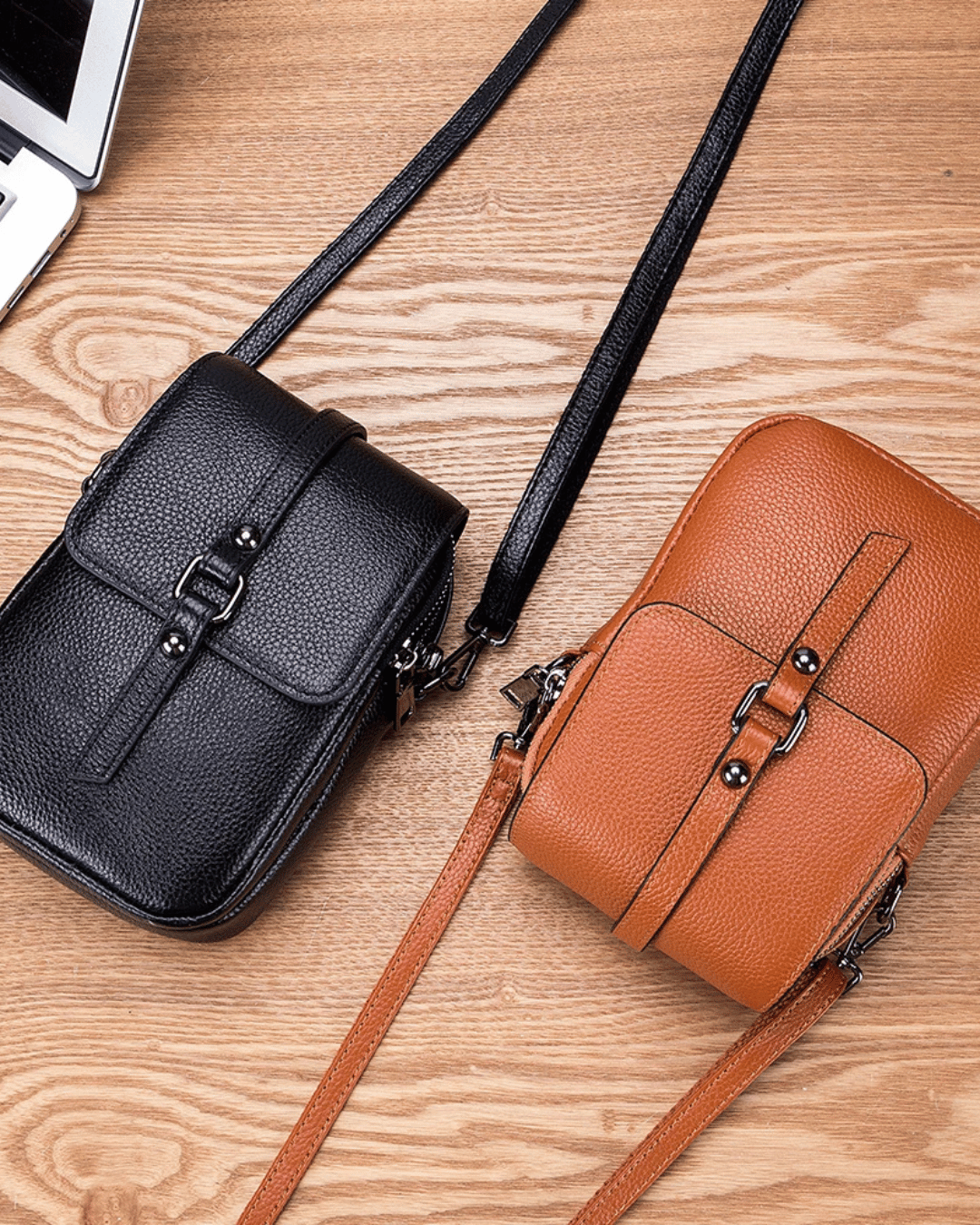 Sac bandoulière compact en cuir Bi