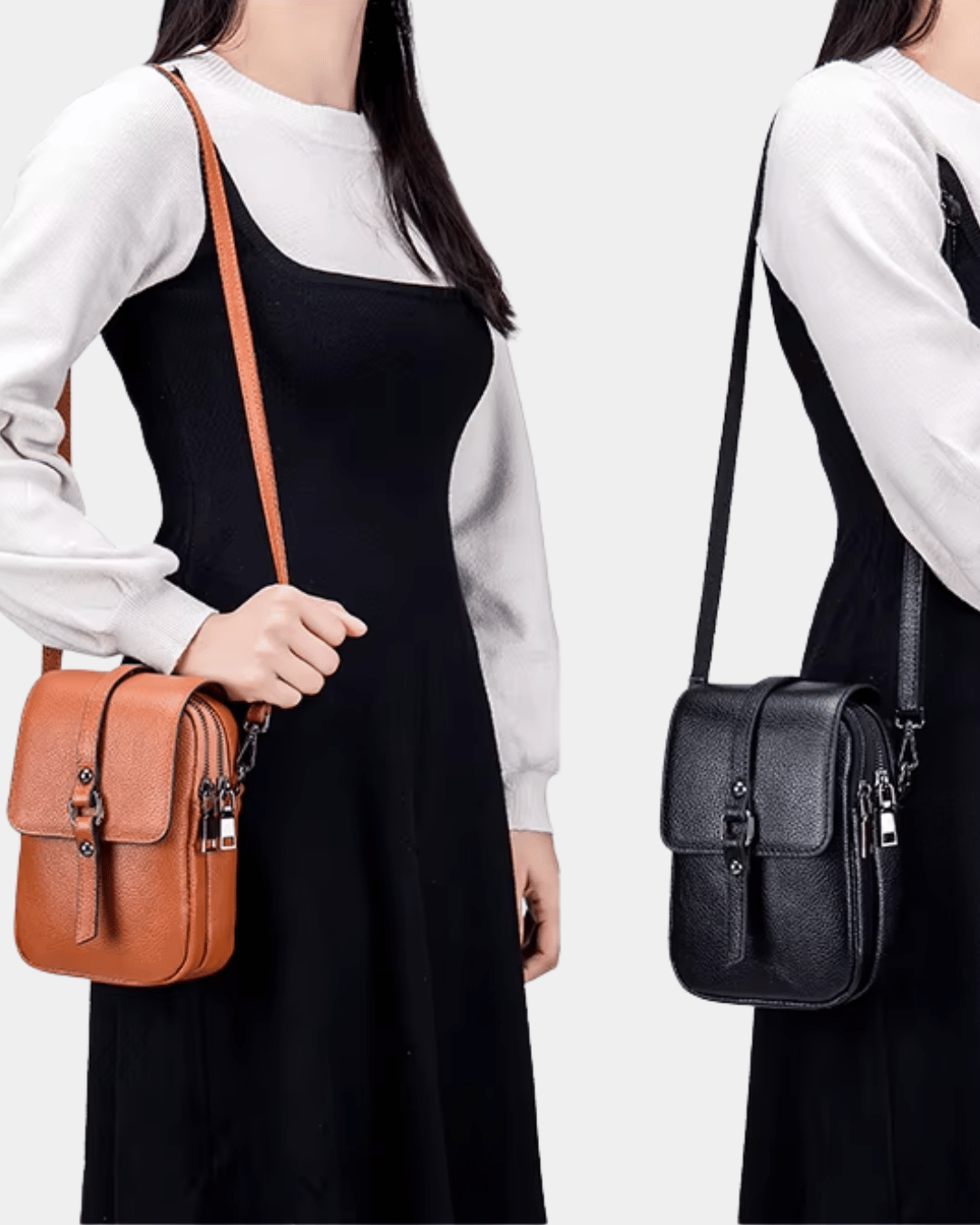 Sac bandoulière compact en cuir Bi