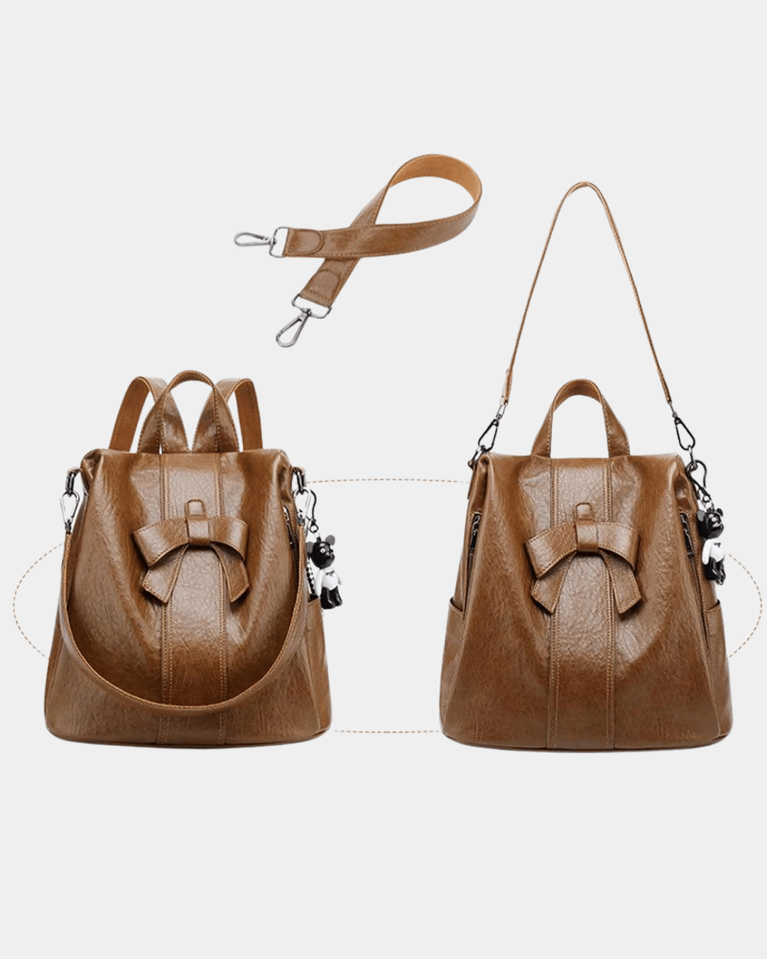 Sac à dos en cuir pour femme avec nœu