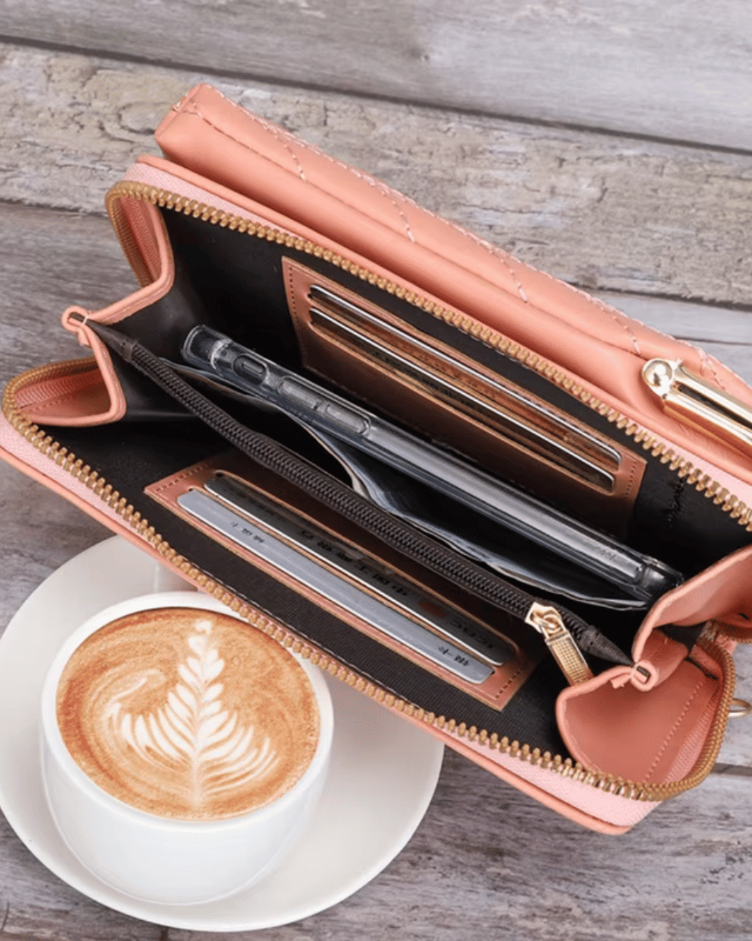 Sac portefeuille compact en cui