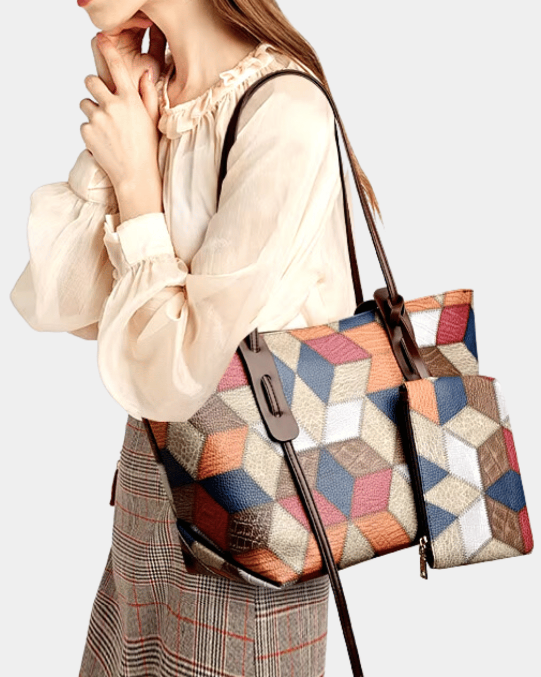 Sac hawaïen en cuir à imprimé géométrique